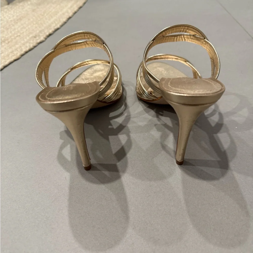 SCHUTZ Gold Heels Elegant Strappy Design - Picture 3 of 4